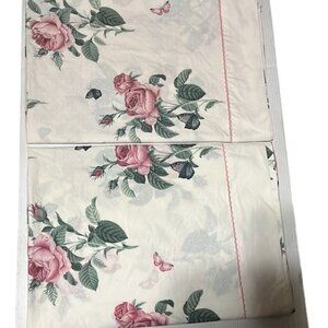 Westpoint Stevens Shabby Chic Pink Roses & Butterflies Twin Flat Sheets Set of 2